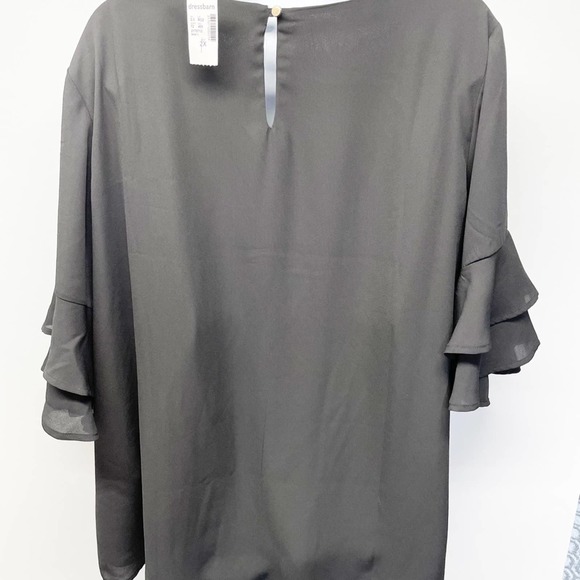 Roz & Ali Ruffle Sleeve Blouse Black NWT Size 2X - Picture 7 of 13